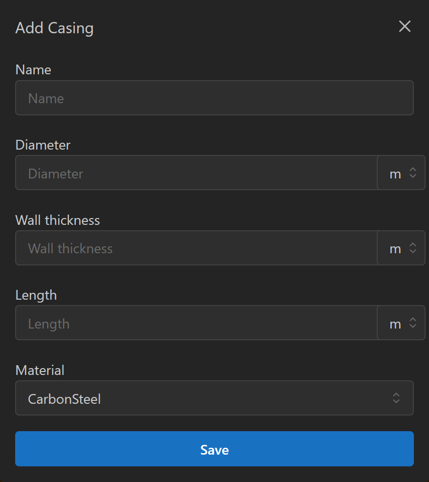 Dialog showing adding component properties