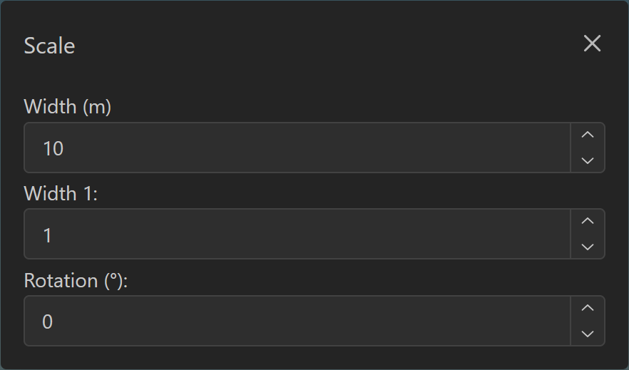 Dialog showing scale controls
